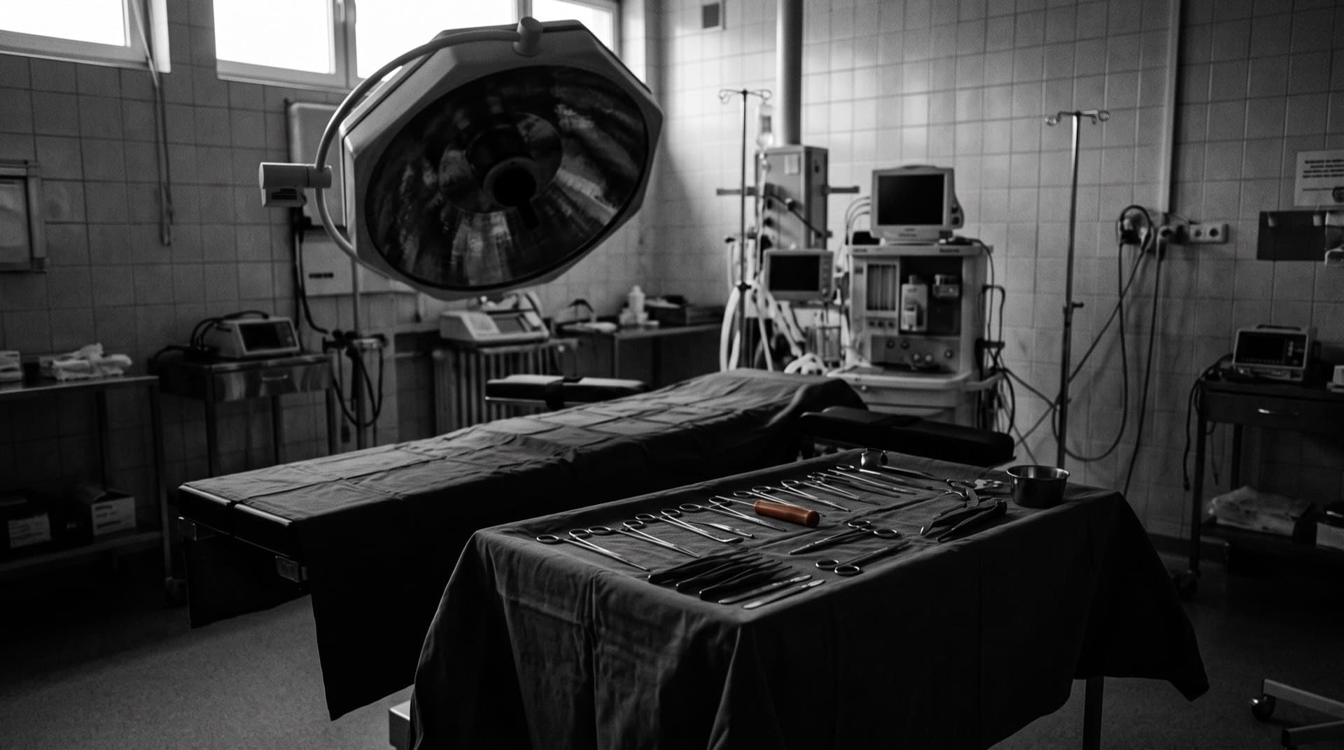 An empty operating room with instruments laid out (photo illustration)