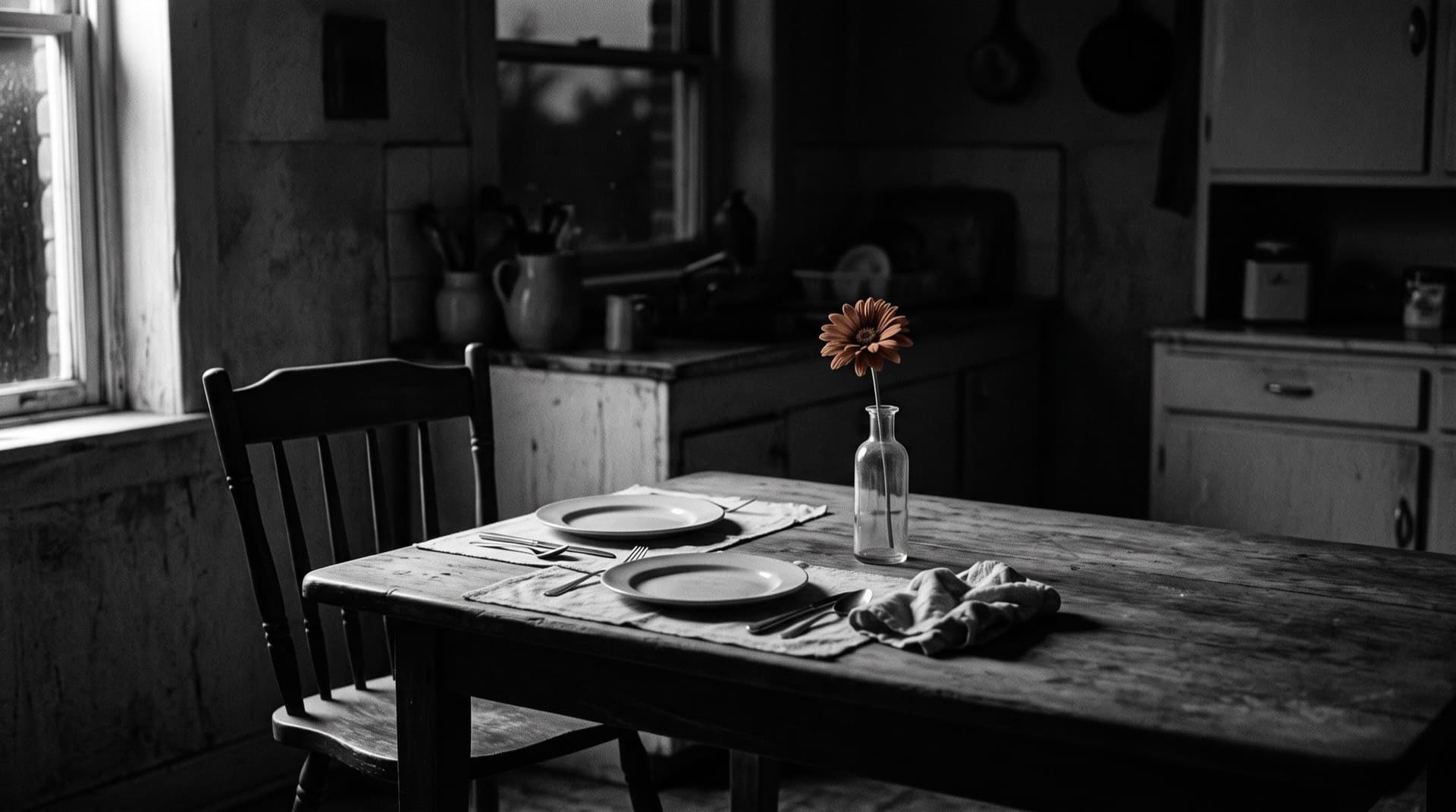 A set table with one untouched place setting (photo illustration)